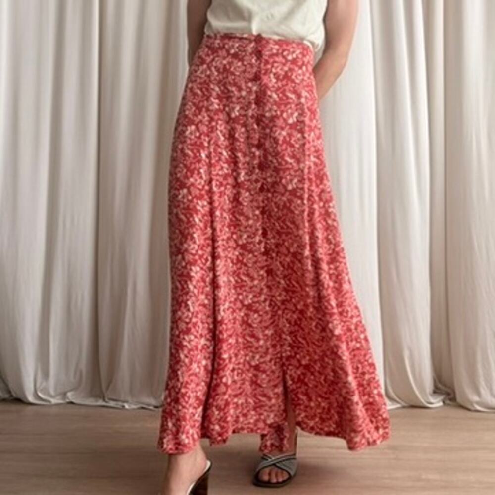 Equation Pink Maxi Skirt - 90s, A-Line, Button Front - Size M